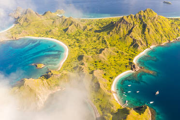 Scenic aerial view of Padar islands during day, Indonesia. - AAEF06202