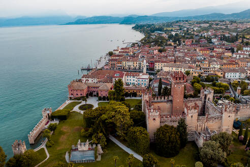 Italy, Veneto, Lazise at Lake Garda, drone view - DAWF01024