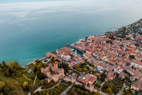 Italy, Veneto, Lazise at Lake Garda, drone view - DAWF01025