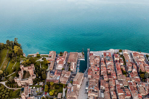 Italy, Veneto, Lazise at Lake Garda, drone view - DAWF01026