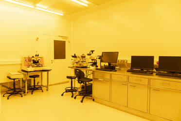 Interior of a laboratory in artificial yellow light - AHSF01720