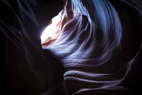 Low angle view of sunlight falling in cave at Antelope Canyon - CAVF72537