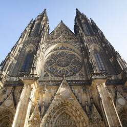 Czech Republic, Prague, Low angle view of St. Vitus Cathedral facade - WIF04159