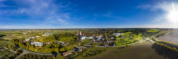 Germany, Bavaria, Ursberg, Aerial view of Ursberg Abbey of the Franciscan St. Joseph Congregation - AMF07684