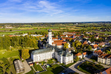 Germany, Bavaria, Ursberg, Aerial view of Ursberg Abbey of the Franciscan St. Joseph Congregation - AMF07685