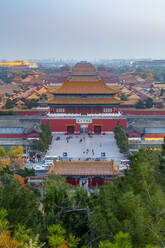 View of the Forbidden City, UNESCO World Heritage Site, from Jingshan Park at sunset, Xicheng, Beijing, People's Republic of China, Asia - RHPLF13527