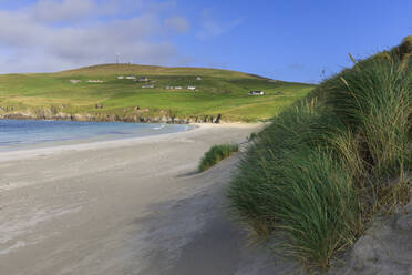 Scousburgh Sands, Spiggie Beach, white sand, turquoise sea, South Mainland, Shetland Isles, Scotland, United Kingdom, Europe - RHPLF13544