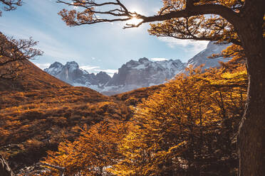 Majestätischen Berg und Herbst Bäume Landschaft mit blauem Himmel - CAVF72719