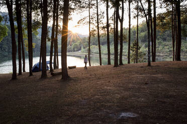 A young woman at the campsite near the Pang Ung lake, Mae Hing Son, Thailand. - CAVF72851