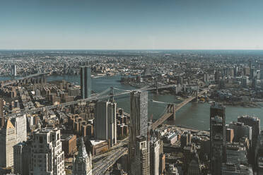 USA, New York, New York City, Luftaufnahme von Manhattan und Hudson River - DAMF00252