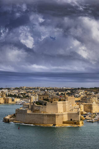 Malta, Birgu, Fort St. Angelo und Grand Harbour, lizenzfreies Stockfoto