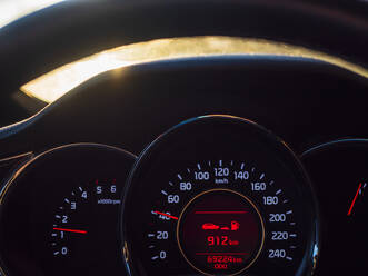 Close-up of speedometer in car - JOHF05296