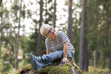 Boy posing in forest - JOHF05480