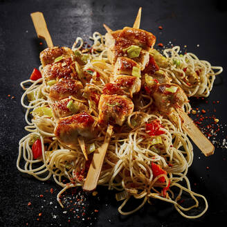 Studio shot of Asian style skewers and noodles - DREF00035