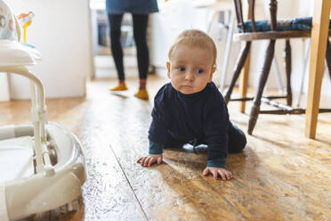 Little boy crawling on the floor at home - WPEF02459