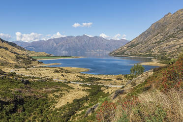 Neuseeland, Queenstown-Lakes District, Wanaka, Blick auf den Hawea-See im Sommer - FOF11498