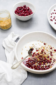 Rote Grütze Brei mit Granatapfelkernen und Pollen - CZF00343