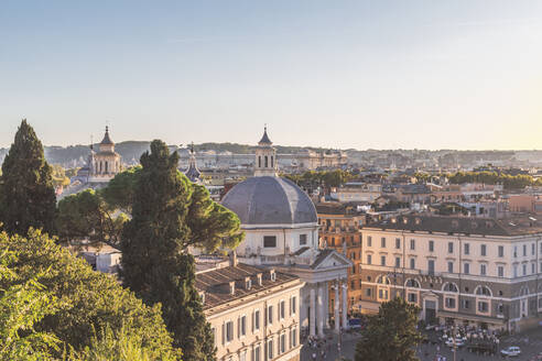 Italy, Rome, Santa Maria in Montesanto church and surrounding city buildings - MMAF01247