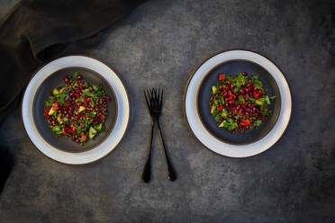 Orientalischer Linsensalat mit Linsen, Gurken, Paprika, Petersilie und Granatapfelkernen - LVF08583