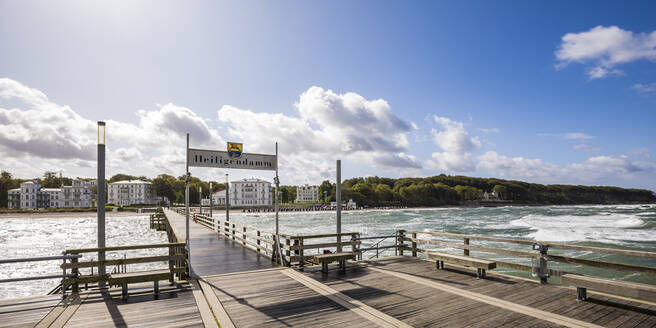 Germany, Mecklenburg-West Pomerania, Heiligendamm, Wooden pier on Baltic sea - WDF05708