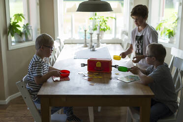 Three boys playing at home - JOHF06897