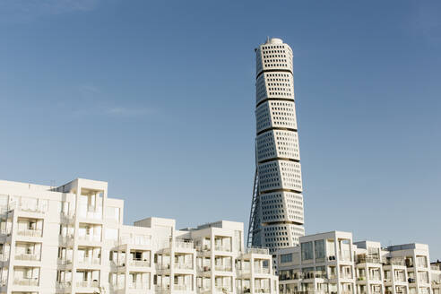 Ansicht des Wolkenkratzers Turning Torso, Malmö, Schweden - JOHF06936