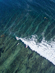 Aerial view of surfers in the ocean - CAVF74090