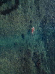 Aerial view of surfer in the ocean - CAVF74126