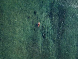Aerial view of surfer in the ocean - CAVF74127