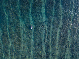 Aerial view of surfers in the ocean - CAVF74134