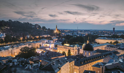 Austria, Salzburg Land, Salzburg, Old town at dusk - JRAF00006