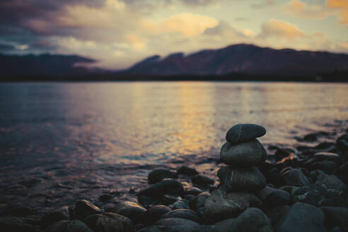 Rock stack against sunset - JOHF07406