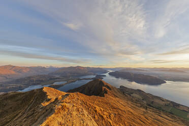 Lake Wanaka during sunrise, view from Roys Peak, South Island, New Zealand - FOF11827