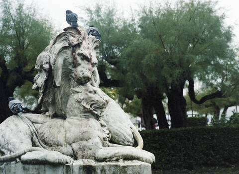 Kulturelle Skulptur von San Sebastian, Spanien, im Film, lizenzfreies Stockfoto