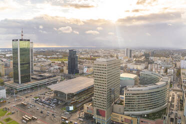 Blick auf das Stadtzentrum vom Palast der Kultur und Wissenschaft aus gesehen, Warschau, Polen - TAMF02191