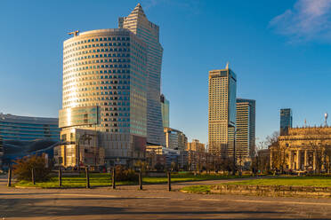 View to modern skyscrapers at sunlight, Warsaw, Poland - TAMF02195