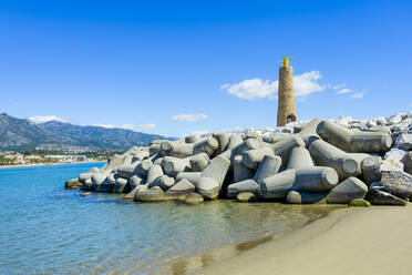 Lighthouse in Rio Verde Beach, Marbella, Malaga, Spain - CAVF74507