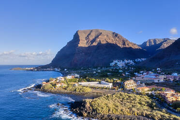 Spain, Canary Islands, La Gomera, Valle Gran Rey, Aerial view of coast and mountain - SIEF09507