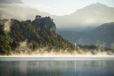 Burg Bled in der Morgendämmerung, Bleder See, Oberkrain, Slowenien - CUF54712