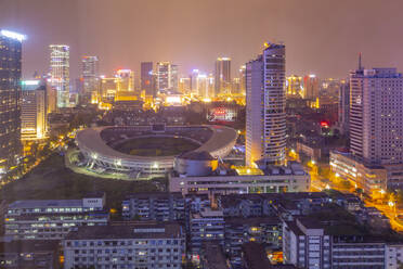 View of Tianfu Expo Center at night, Chengdu, Sichuan Province, People's Republic of China, Asia - RHPLF13812