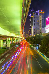 Luban Road Motorway Interchange at night, Luwan, Shanghai, China, Asia - RHPLF13814
