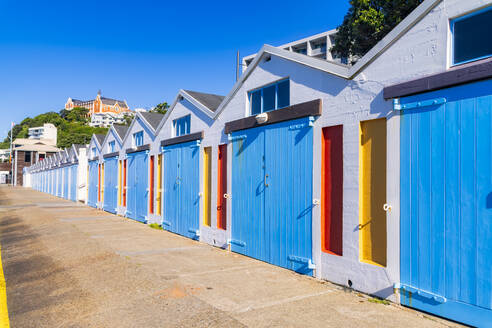 Boat sheds, Port Nicholson, Wellington, North Island, New Zealand - SMAF01841