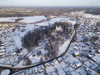 Russia, Leningrad Region, Tikhvin, Aerial view of Tikhvin in Winter - KNTF04374