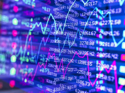 Digital composite of two stock market data displays - ABRF00710