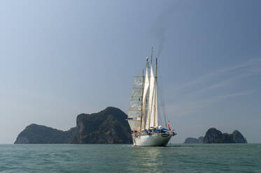 Star Clipper cruise ship sailing in Phang Nga bay, Thailand - ISF23779