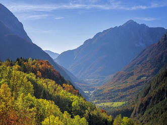 Slowenien, Blick auf das herbstliche Tal im Triglav-Nationalpark - HAMF00584