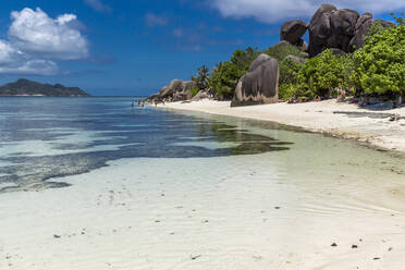 Seychelles, Sandy coastal beach of La Digue island in summer - MABF00554