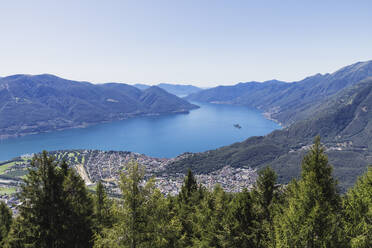 Vew from Cimetta mountain top to Lago Maggiore, Locarno, Ticino, Switzerland - GWF06492
