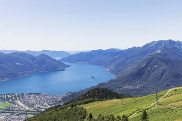 Vew from Cimetta mountain top to Lago Maggiore, Locarno, Ticino, Switzerland - GWF06495