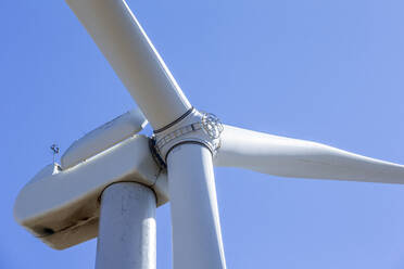 Windturbine in Colorado vor blauem Himmel - CAVF75600